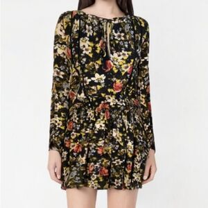 NWT Banana Republic Navy Blue Valeri Floral Smocked Elastic Waist Dress Size S